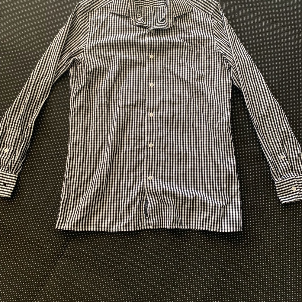 Louis Philippe Black and White Gingham Shirt